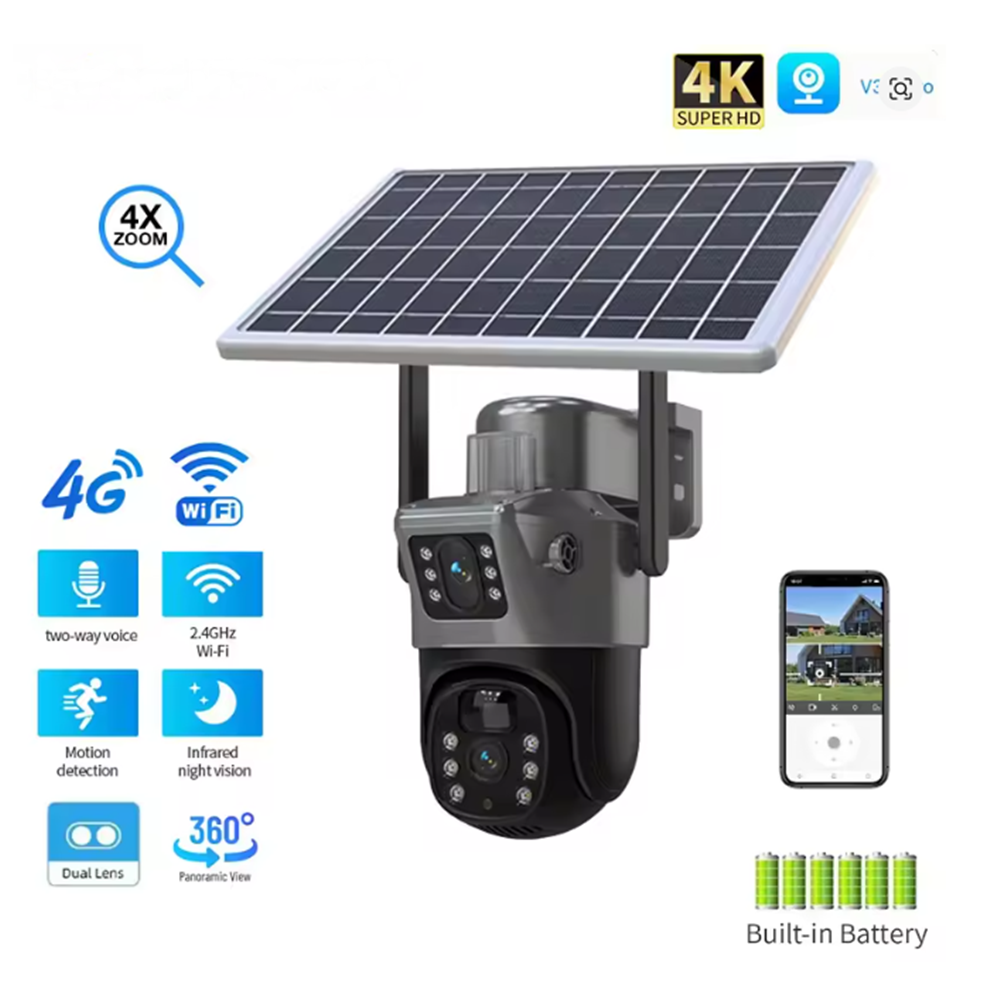 Solarna 4G sigurnosna kamera sa dva sočiva