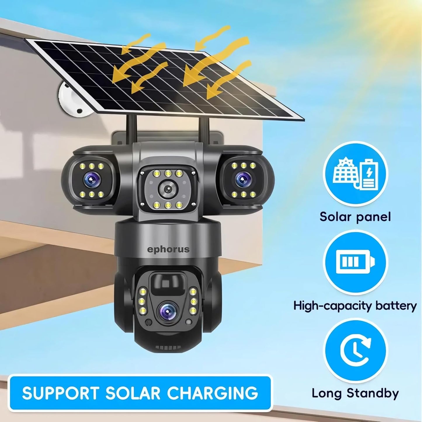 Solarna 4G sigurnosna kamera – 3 sočiva