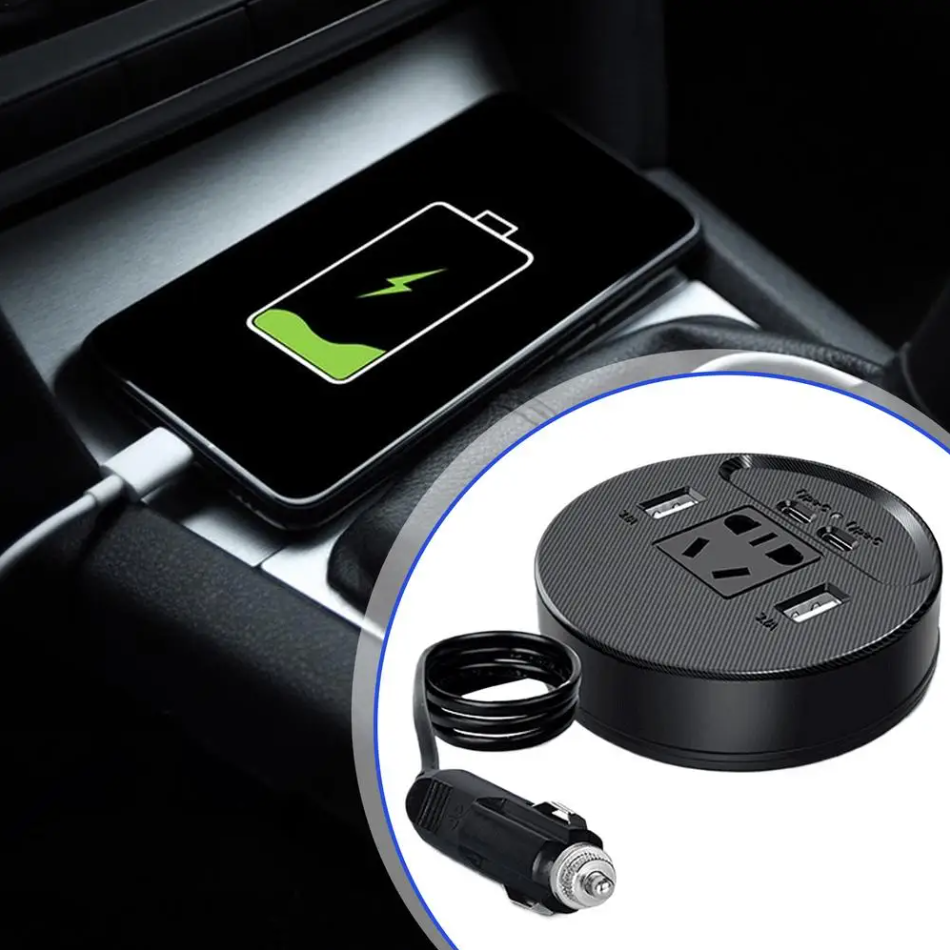 Univerzalni auto punjač sa EU i US utičnicom, 2 USB i 2 Type-C porta