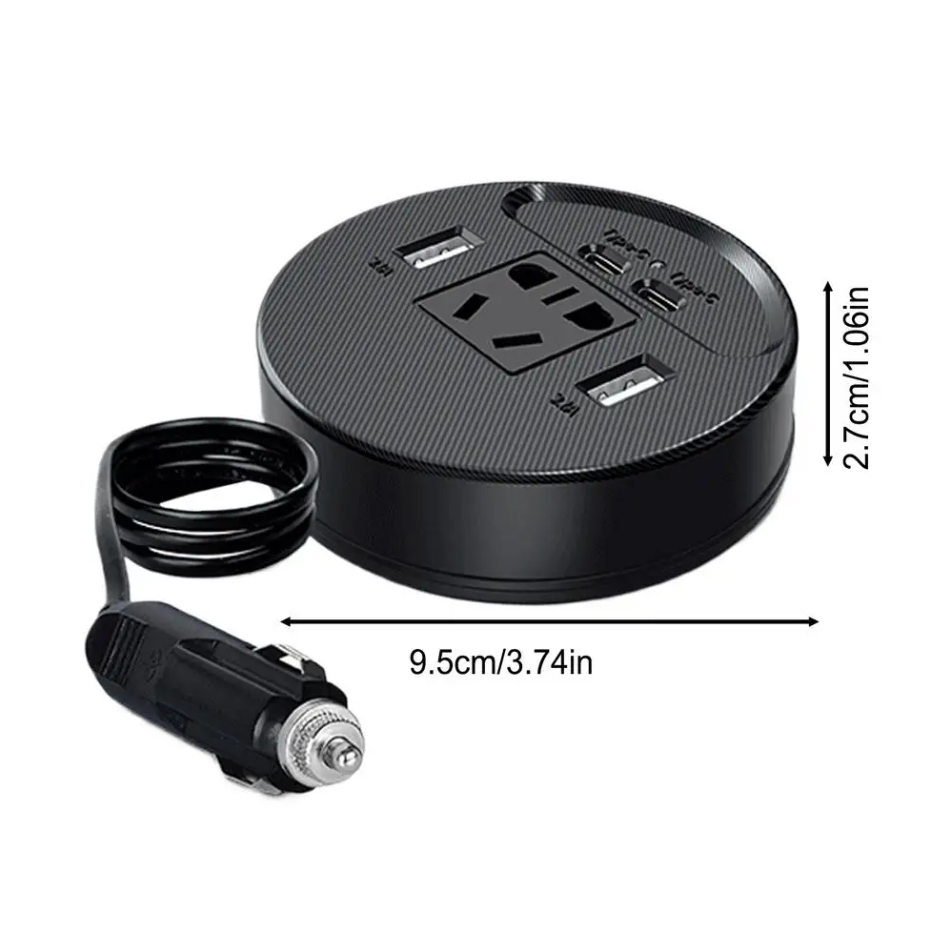 Univerzalni auto punjač sa EU i US utičnicom, 2 USB i 2 Type-C porta