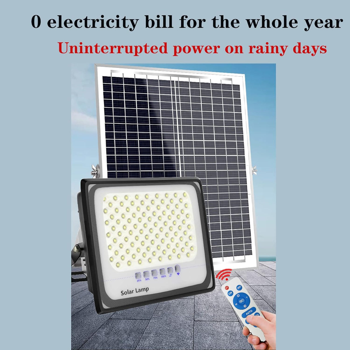 Solarna LED lampa sa panelom i daljinskim upravljačem