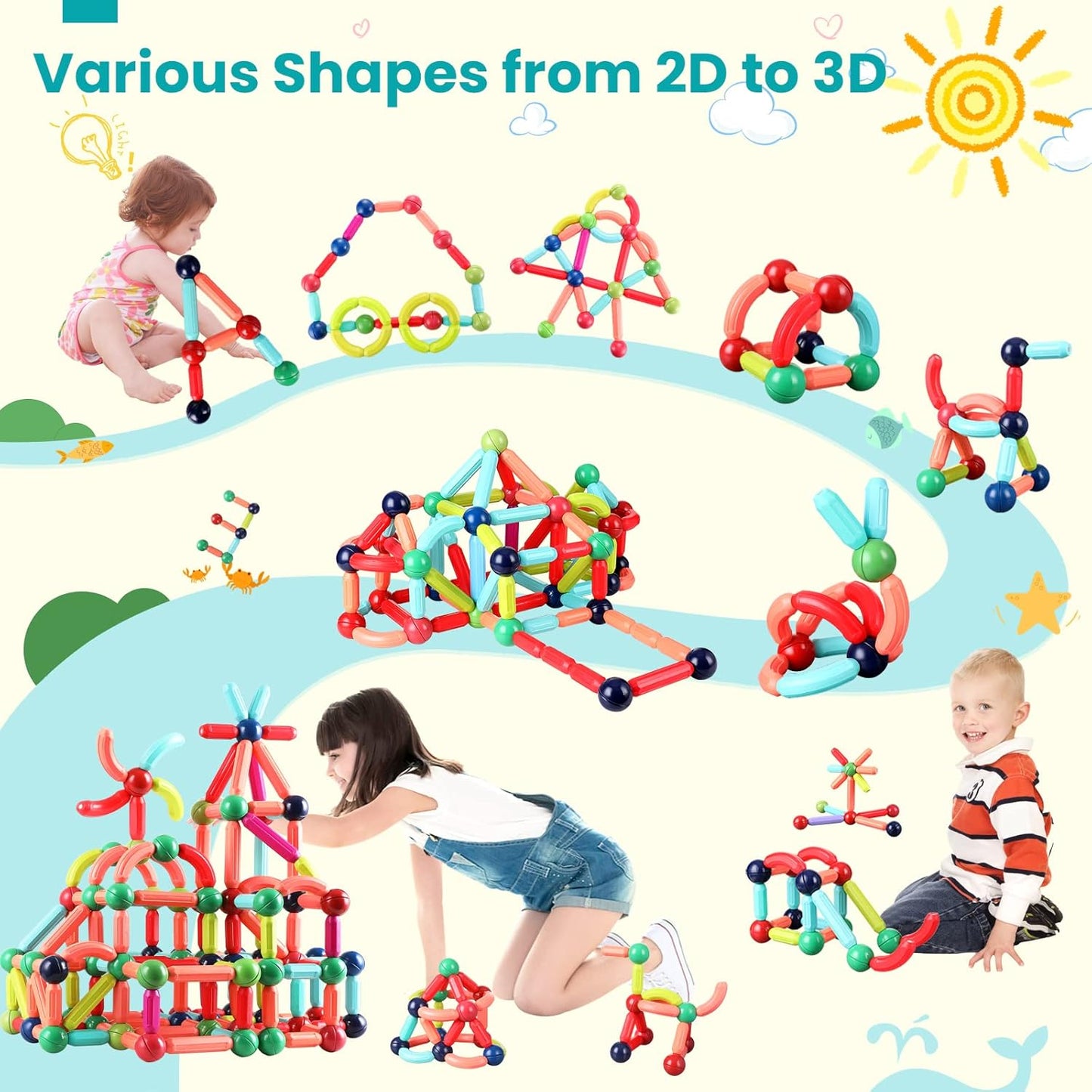 Magnetni Štapići – 64-dijelni set