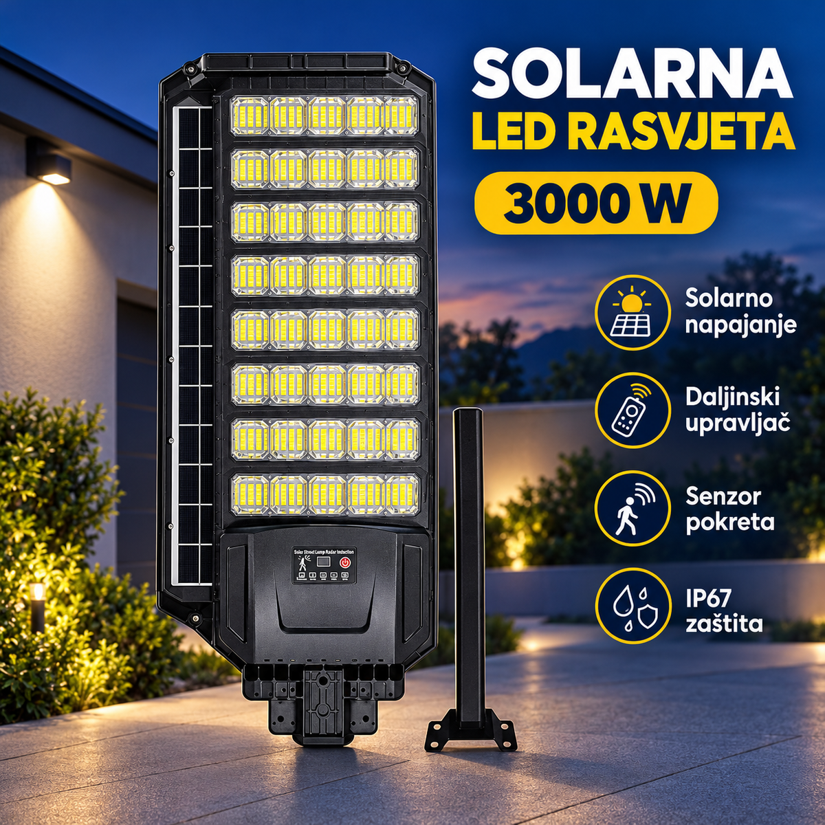 Solarna LED ulična lampa 3000 W